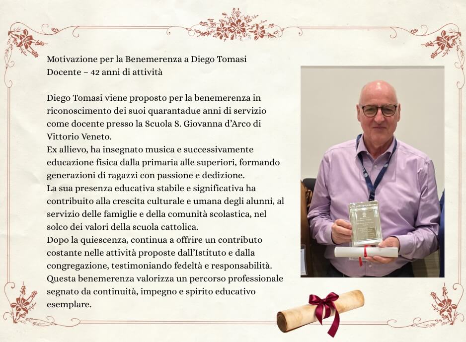 Benemerenza Diego Tomasi, docente